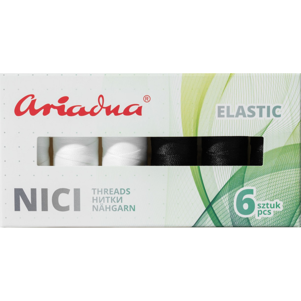 Набір ниток ELASTIC White&Black  Artyn Flex 120/180m, 6 кол (1111)
