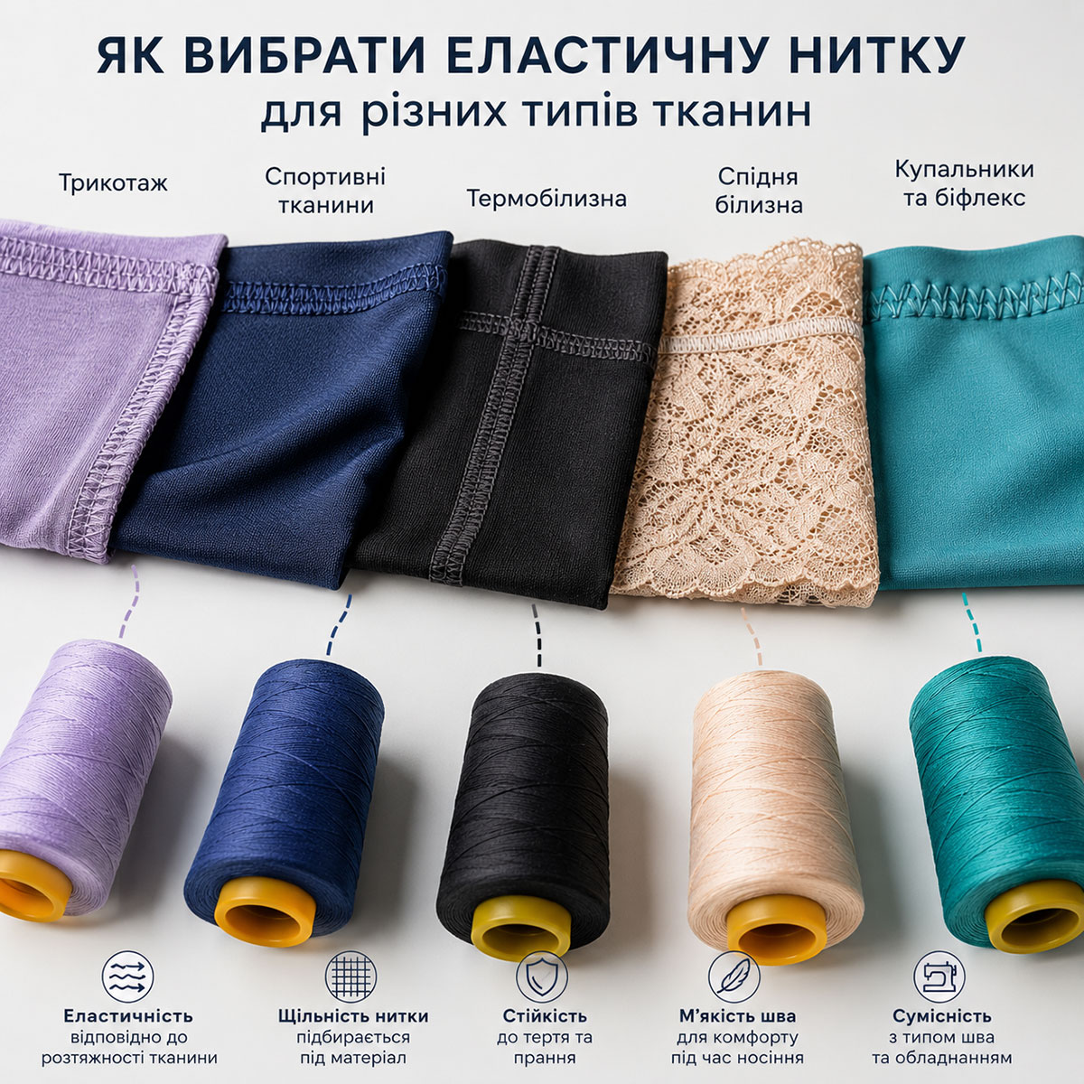 Підбір еластичної нитки для трикотажу та спортивних тканин